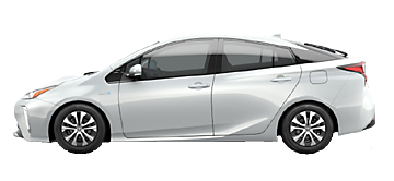 white Toyota prius hybrid rental car